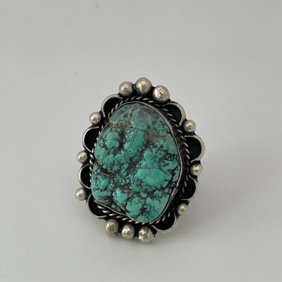 Rough Turquoise and Sterling Silver Ring - Picture 2 of 13